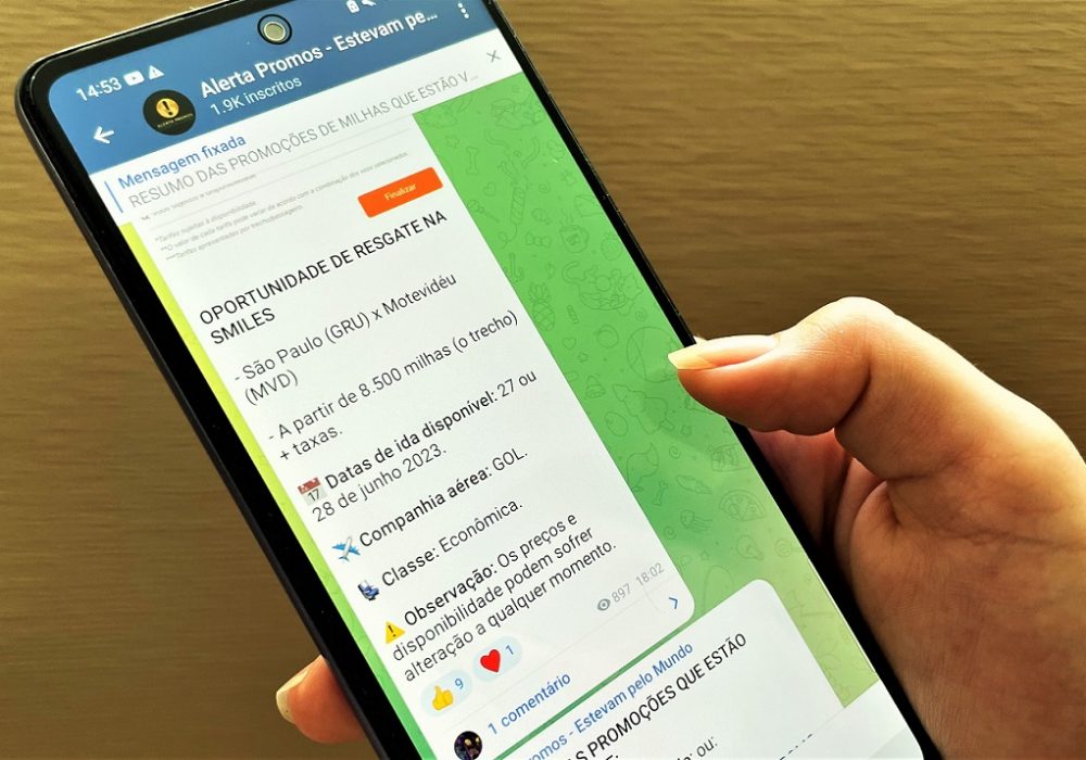 Receba promoções de passagens com milhas pelo Telegram